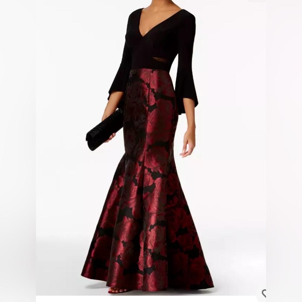 Xscape 3/4 quarter sleeve black evening gown - Picture 13 of 13